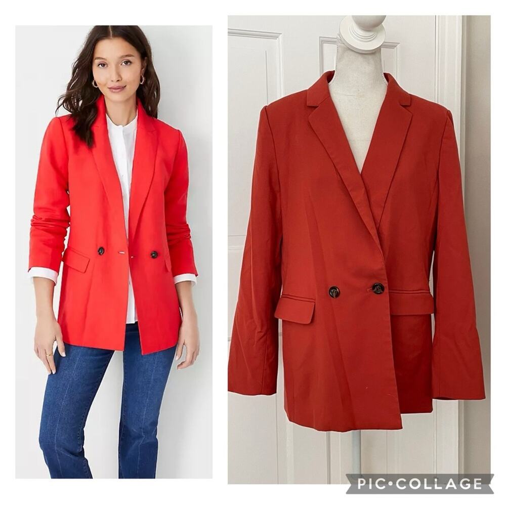 Ann Taylor Long Relaxed Double Breasted Blazer